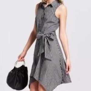 FINAL PRICE! Sleeveless Belted Shirt Dress - Handkerchief Hem